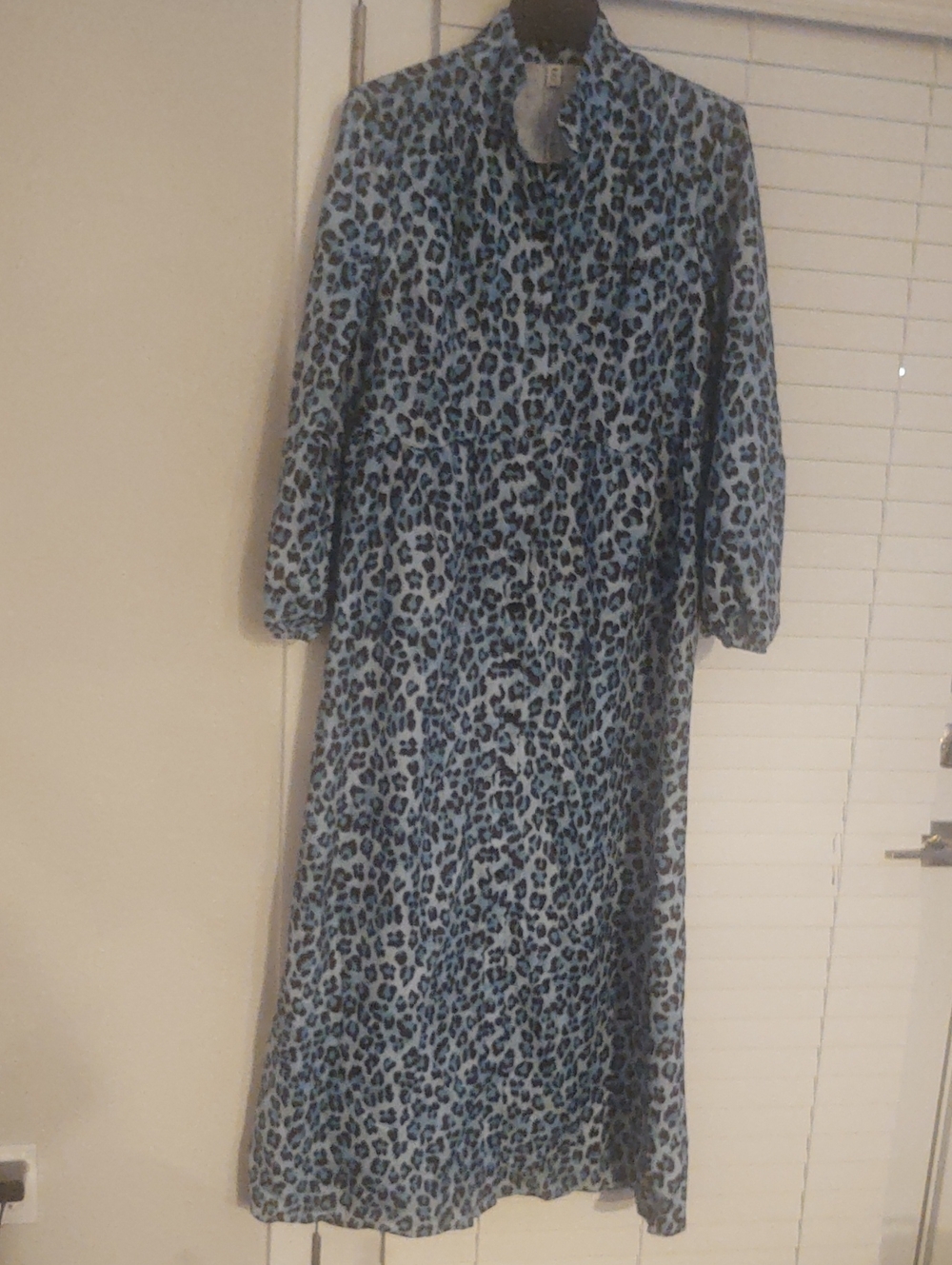 Uoozee Pockets Pleated Leopard Lapel Maxi Shirt Dress NWT